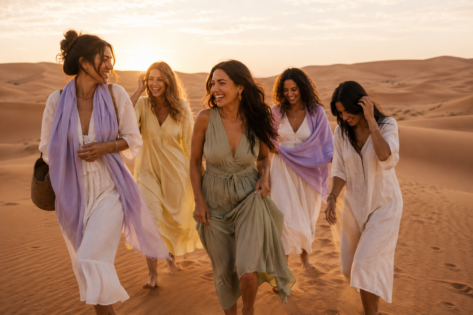 Grupo disfrutando en las dunas de Merzouga